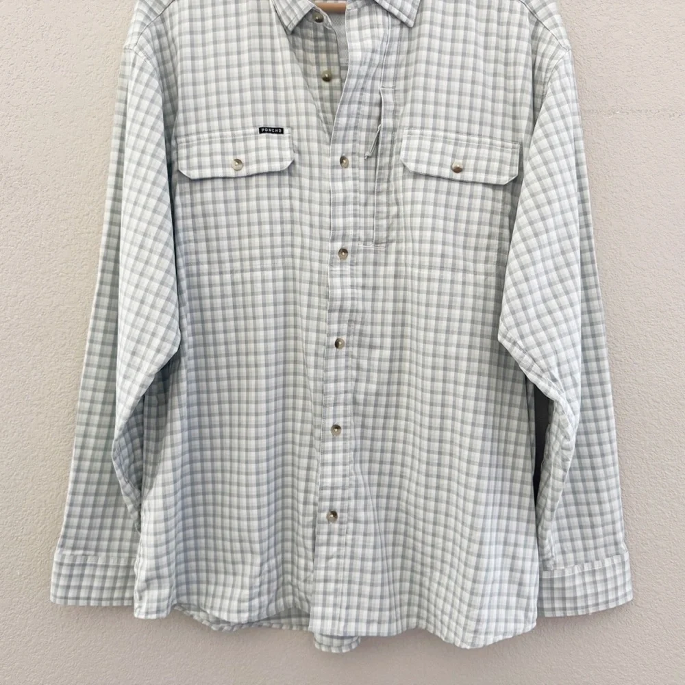 Poncho Original Shirt Mens Large Plaid Outdoor Fishing Utility Casual Technical - Picture 7 of 13
